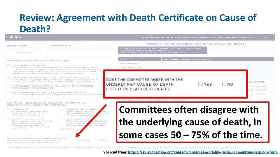 Review: Agreement with Death Certificate on Cause of Death? Committees often disagree with the