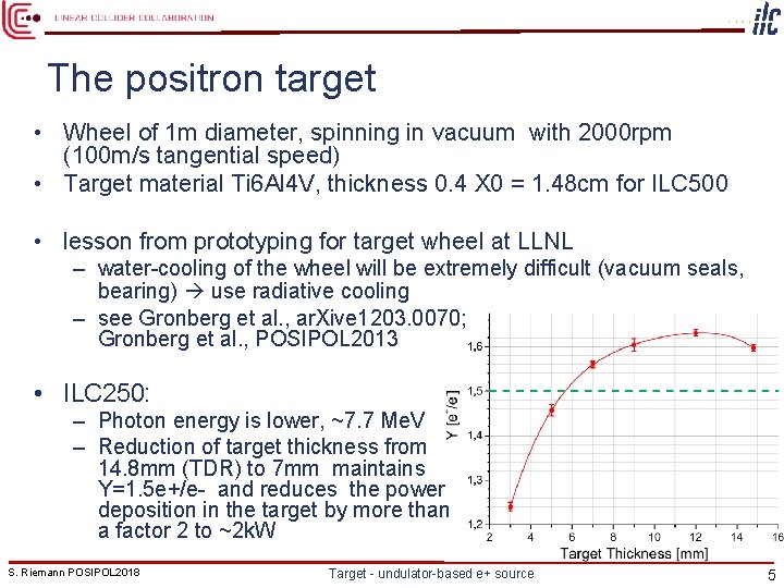 The positron target • Wheel of 1 m diameter, spinning in vacuum with 2000
