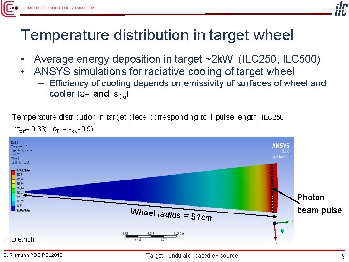 Temperature distribution in target wheel • Average energy deposition in target ~2 k. W