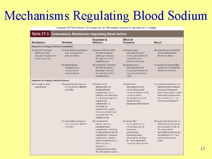 Mechanisms Regulating Blood Sodium 13 