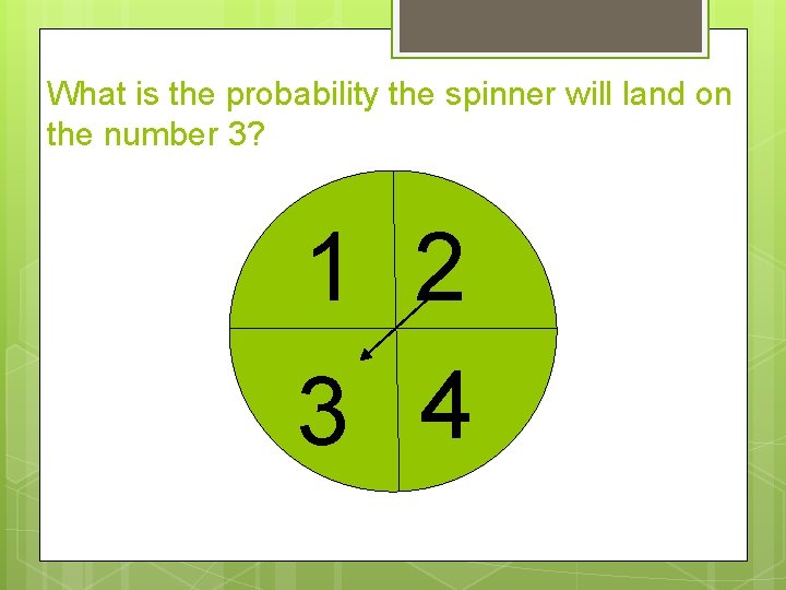 What is the probability the spinner will land on the number 3? 1 2