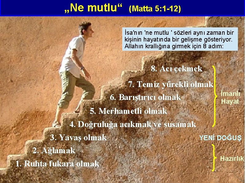 „Ne mutlu“ (Matta 5: 1 -12) İsa'nın 'ne mutlu ' sözleri aynı zaman bir