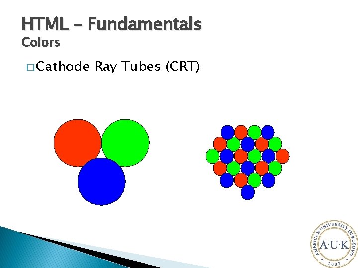 HTML – Fundamentals Colors � Cathode Ray Tubes (CRT) 