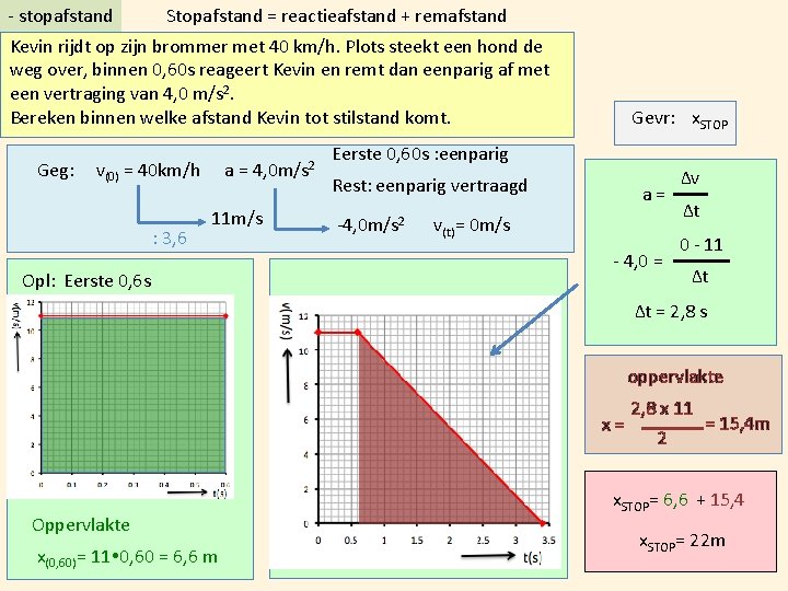 - stopafstand Stopafstand = reactieafstand + remafstand Kevin rijdt op zijn brommer met 40