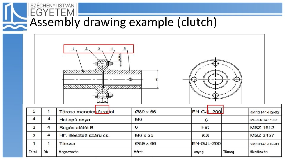 Assembly drawing example (clutch) 