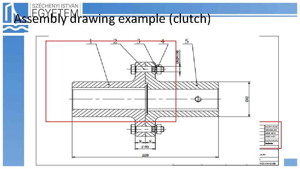 Assembly drawing example (clutch) 