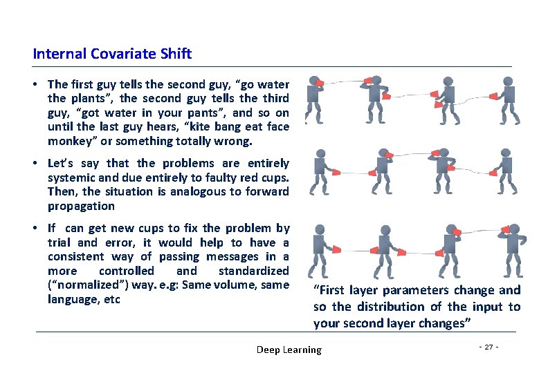 Internal Covariate Shift • The first guy tells the second guy, “go water the Internal Covariate Shift • The first guy tells the second guy, “go water the