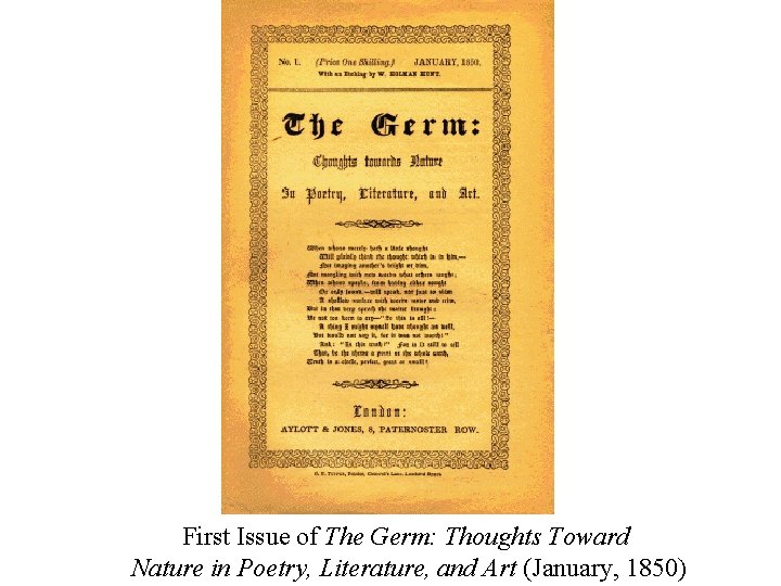 First Issue of The Germ: Thoughts Toward Nature in Poetry, Literature, and Art (January,