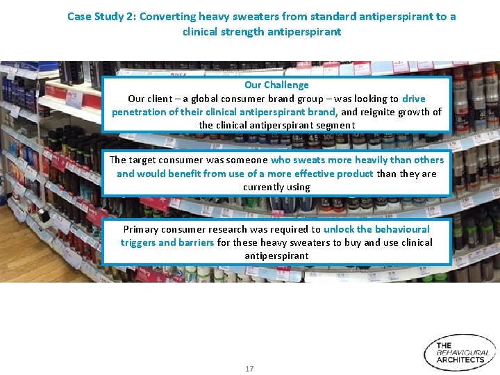 Case Study 2: Converting heavy sweaters from standard antiperspirant to a clinical strength antiperspirant