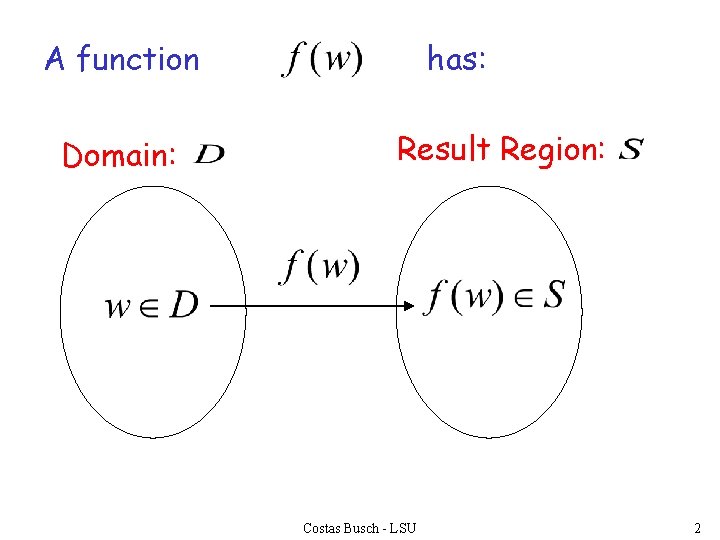 A function Domain: has: Result Region: Costas Busch - LSU 2 