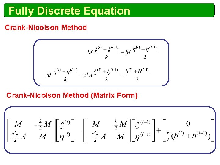 Fully Discrete Equation Crank-Nicolson Method (Matrix Form) 