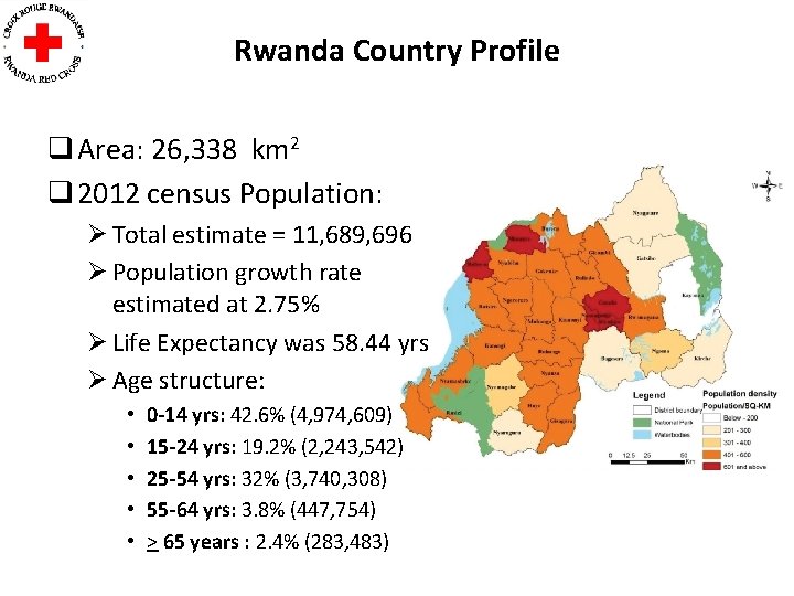 Rwanda Country Profile q Area: 26, 338 km 2 q 2012 census Population: Ø