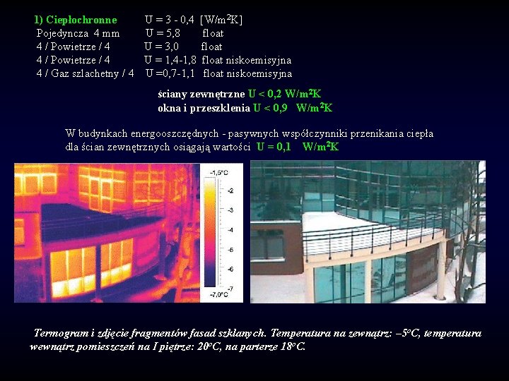 1) Ciepłochronne U = 3 - 0, 4 Pojedyncza 4 mm U = 5,