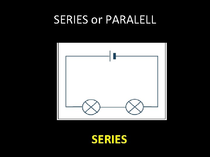 SERIES or PARALELL SERIES 