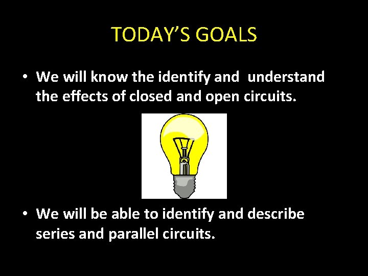 TODAY’S GOALS • We will know the identify and understand the effects of closed