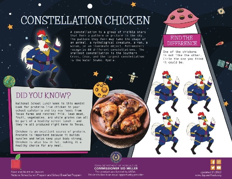 “Constellation chicken” A constellation is a group of visible stars that form a pattern