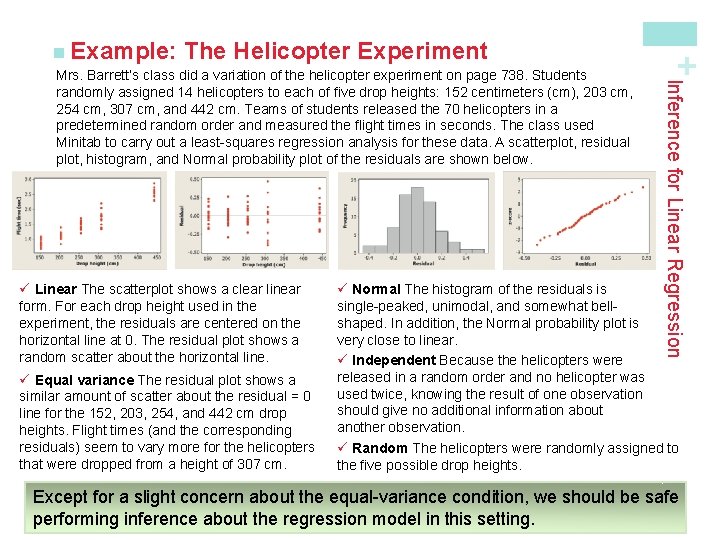 The Helicopter Experiment ü Linear The scatterplot shows a clear linear form. For each