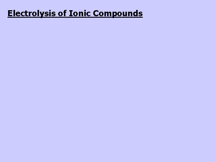 Electrolysis of Ionic Compounds 