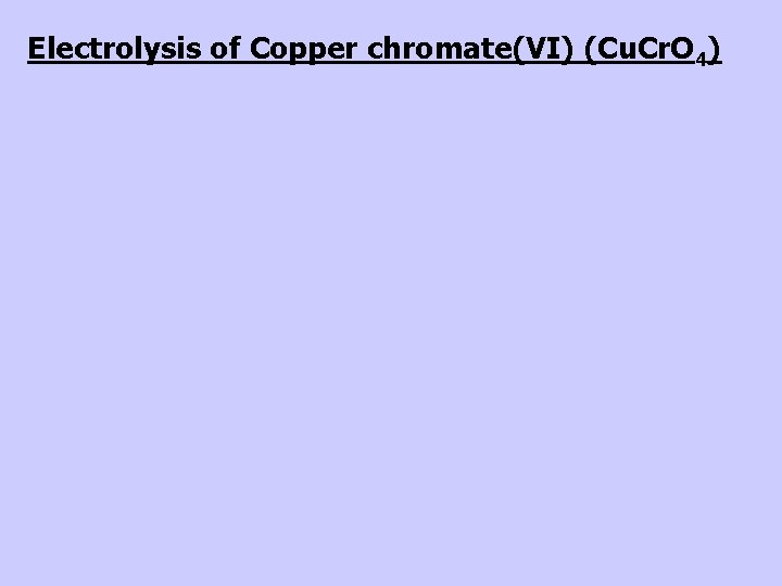 Electrolysis of Copper chromate(VI) (Cu. Cr. O 4) 