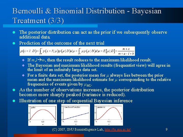 Bernoulli & Binomial Distribution - Bayesian Treatment (3/3) The posterior distribution can act as