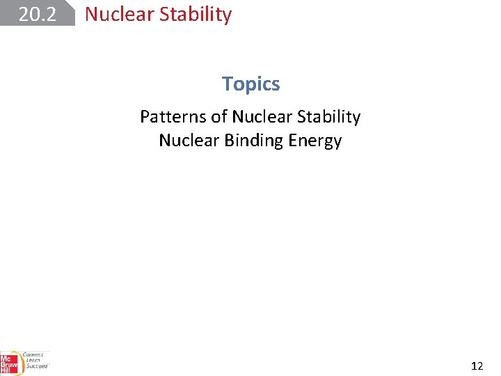 20. 2 Nuclear Stability Topics Patterns of Nuclear Stability Nuclear Binding Energy 12 