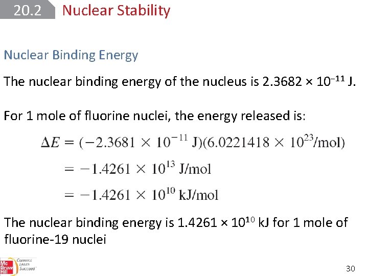 20. 2 Nuclear Stability Nuclear Binding Energy The nuclear binding energy of the nucleus