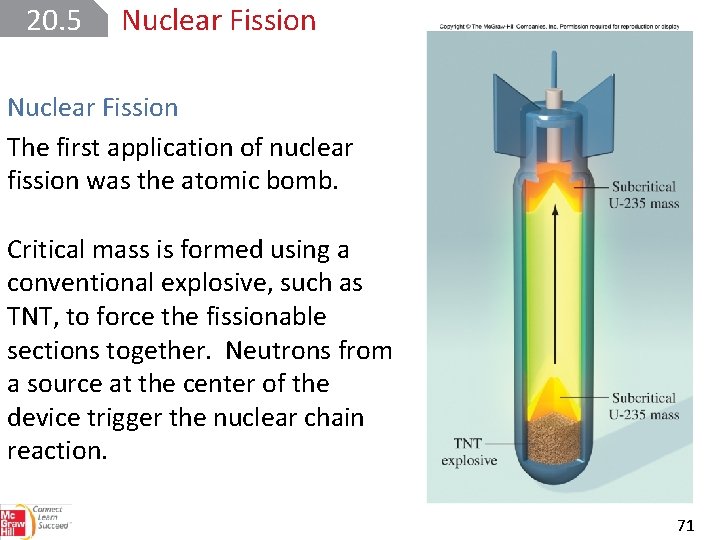 20. 5 Nuclear Fission The first application of nuclear fission was the atomic bomb.