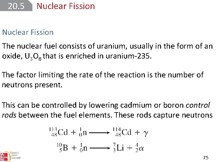 20. 5 Nuclear Fission The nuclear fuel consists of uranium, usually in the form