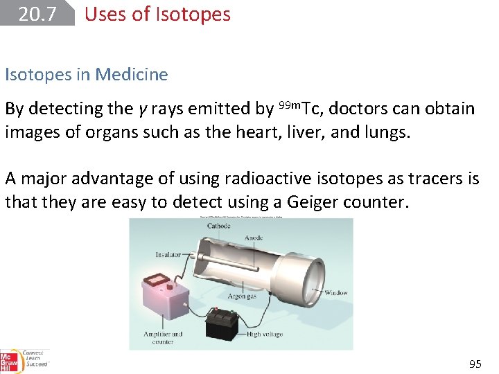 20. 7 Uses of Isotopes in Medicine By detecting the γ rays emitted by