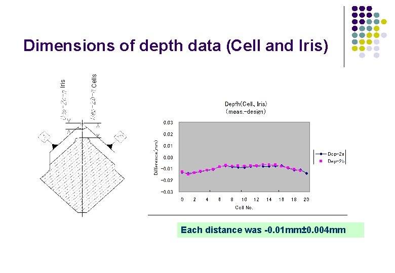 Cells Iris Dimensions of depth data (Cell and Iris) Each distance was -0. 01