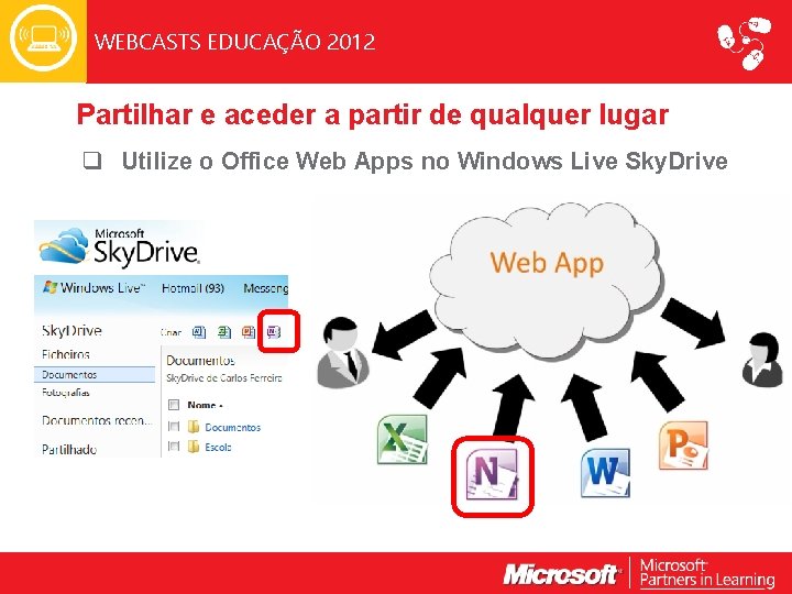 WEBCASTS EDUCAÇÃO 2012 Partilhar e aceder a partir de qualquer lugar q Utilize o