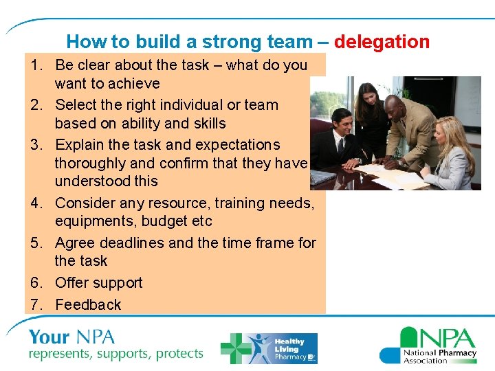 How to build a strong team – delegation 1. Be clear about the task