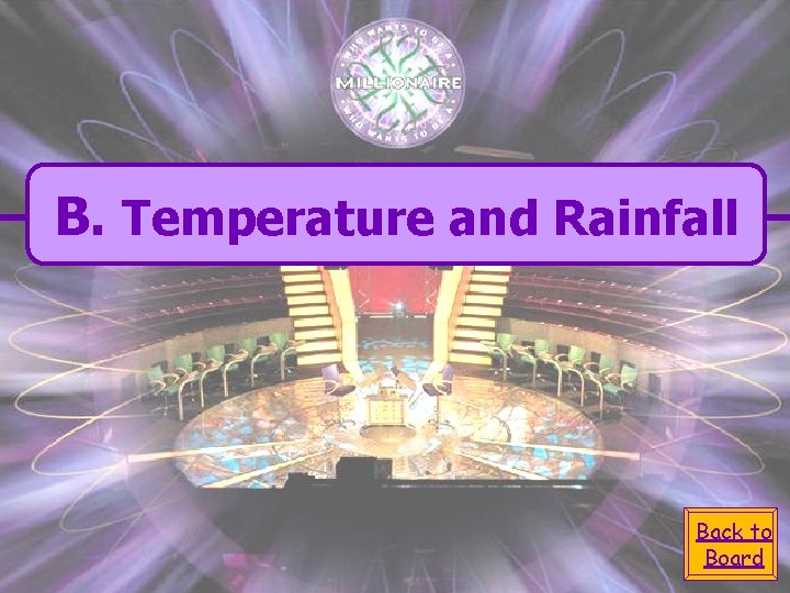 B. Temperature and Rainfall Back to Board 