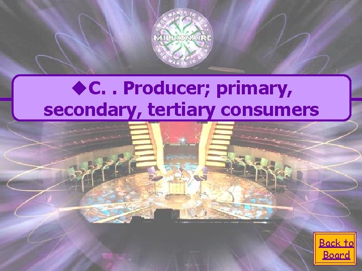 u. C. . Producer; primary, secondary, tertiary consumers Back to Board 