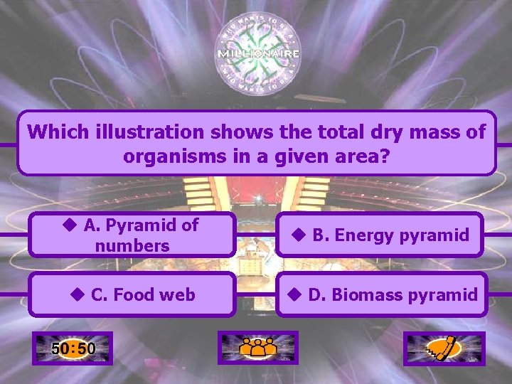 Which illustration shows the total dry mass of organisms in a given area? u