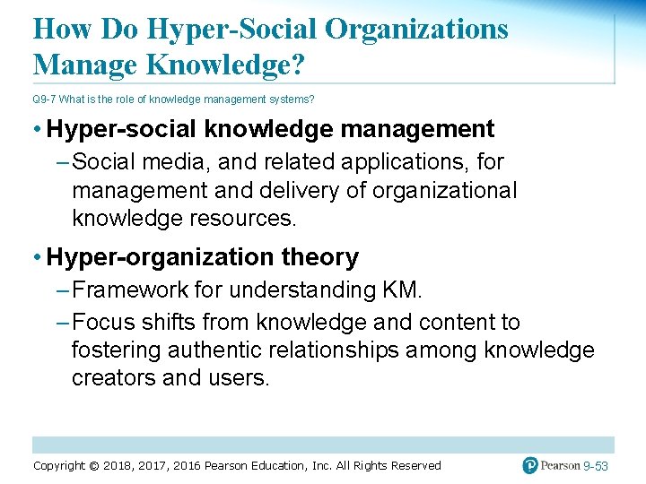 How Do Hyper-Social Organizations Manage Knowledge? Q 9 -7 What is the role of