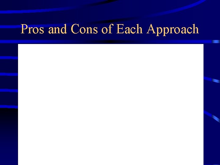 Pros and Cons of Each Approach 