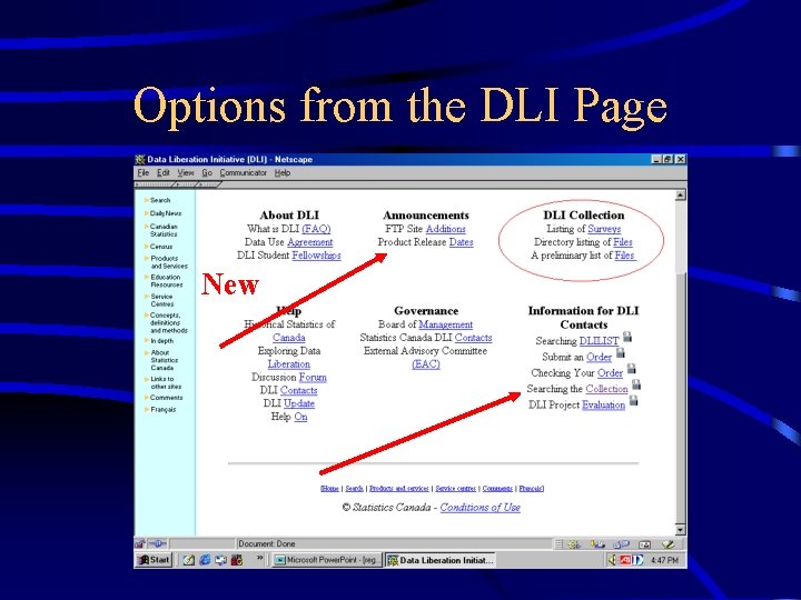 Options from the DLI Page New 