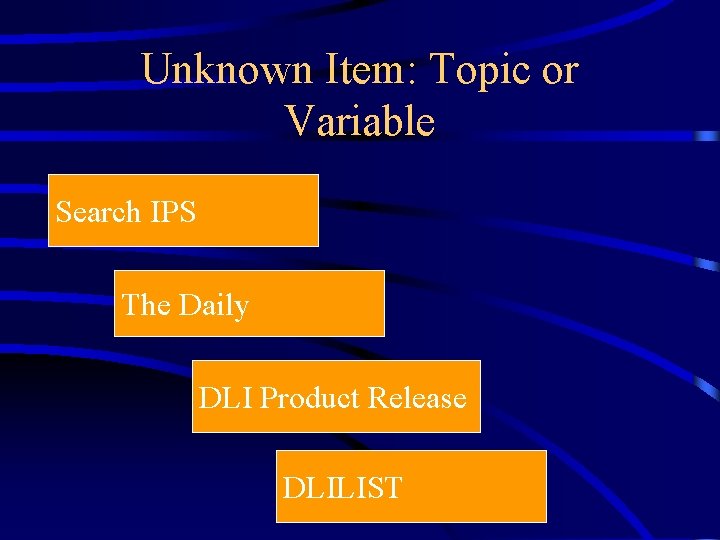Unknown Item: Topic or Variable Search IPS The Daily DLI Product Release DLILIST 
