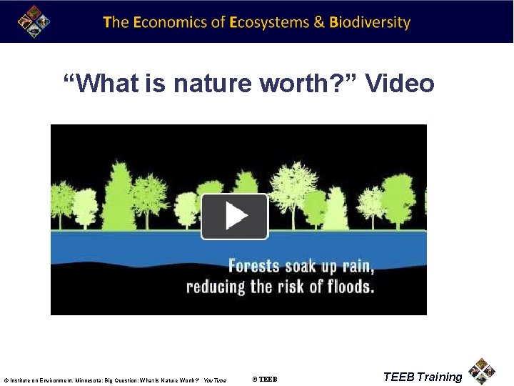 “What is nature worth? ” Video © Institute on Environment, Minnesota: Big Question: What