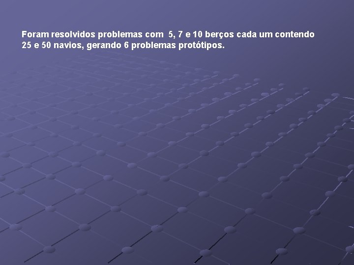 Foram resolvidos problemas com 5, 7 e 10 berços cada um contendo 25 e