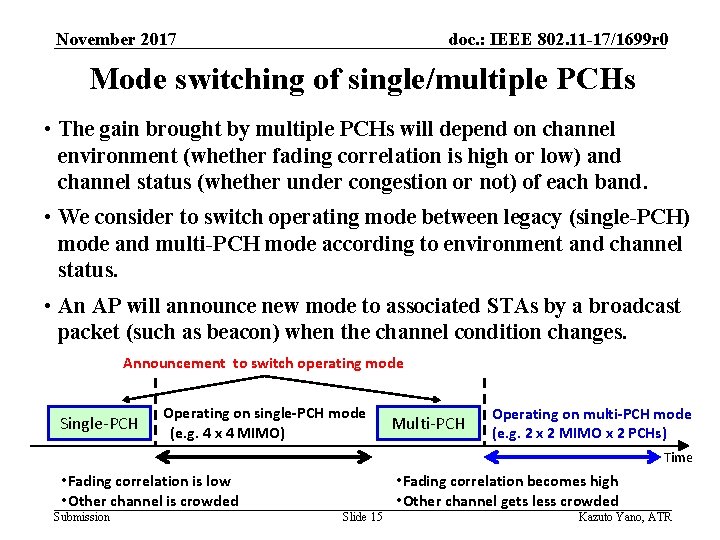 November 2017 doc. : IEEE 802. 11 -17/1699 r 0 Mode switching of single/multiple