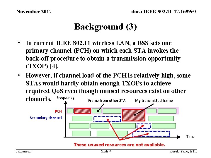 November 2017 doc. : IEEE 802. 11 -17/1699 r 0 Background (3) • In