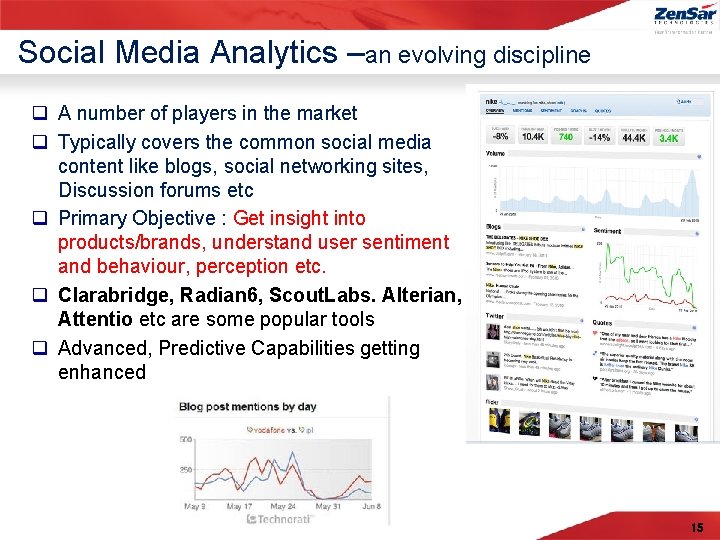 Social Media Analytics –an evolving discipline q A number of players in the market