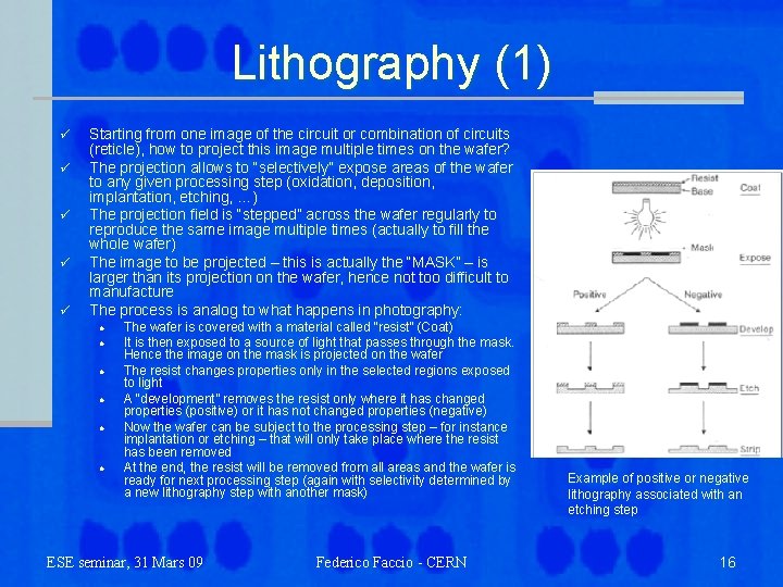 Lithography (1) ü ü ü Starting from one image of the circuit or combination