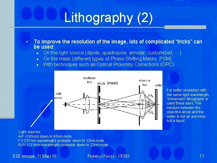 Lithography (2) ü To improve the resolution of the image, lots of complicated “tricks”