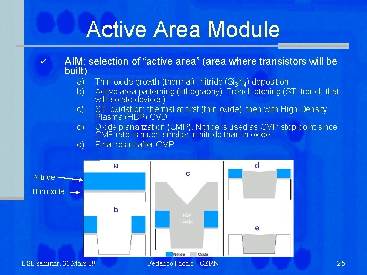 Active Area Module ü AIM: selection of “active area” (area where transistors will be