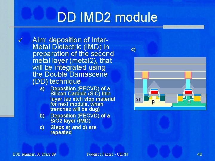 DD IMD 2 module ü Aim: deposition of Inter. Metal Dielectric (IMD) in preparation