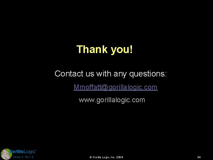 Thank you! Contact us with any questions: Mmoffatt@gorillalogic. com www. gorillalogic. com © Gorilla