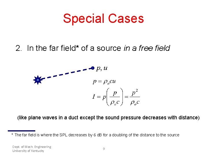 Special Cases 2. In the far field* of a source in a free field